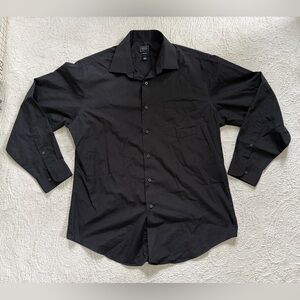 Men's Black Dress Shirt / Button Up shirt by Arrow - size 16 1/2 -32/33